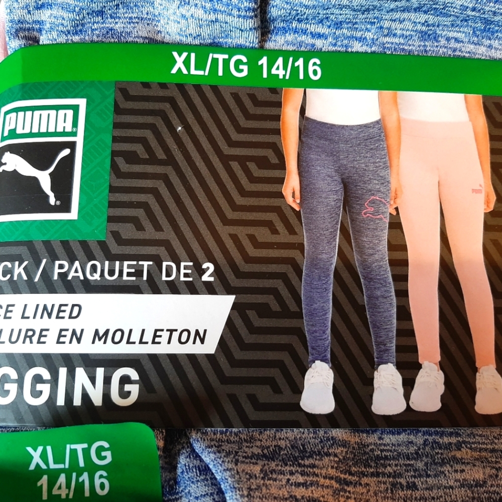 Puma 2 Pack Kids Fleece Lined Leggings